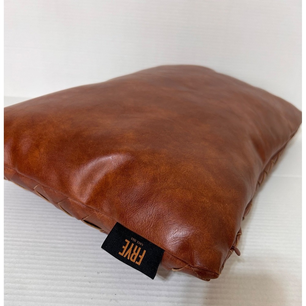 Frye Pillow Woven Brown Faux Leather  14" x 20" Rectangular Lumbar EUC - Picture 6 of 6